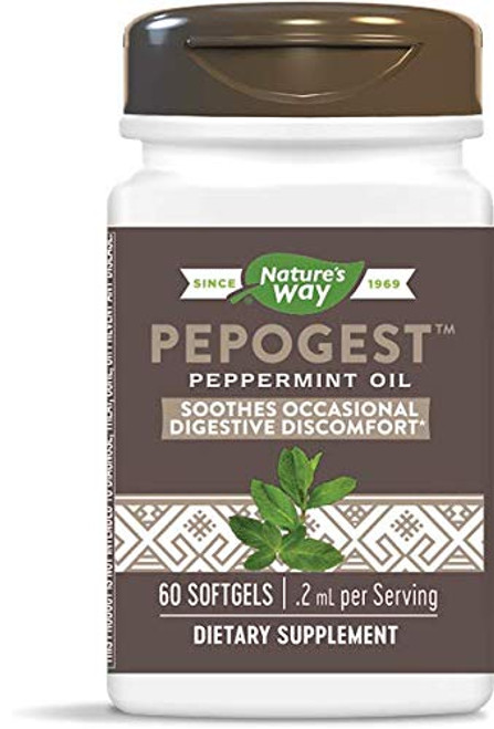 Nature's Way Pepogest Enteric-Coated Peppermint Oil, Gastrointestinal Comfort, 60 Softgels, Pack of 5