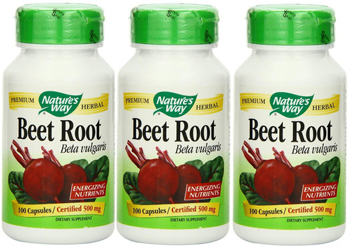 Nature's Way Beet Root 1000 mg per Serving, 100 Vegetarian Capsules, Pack of 3