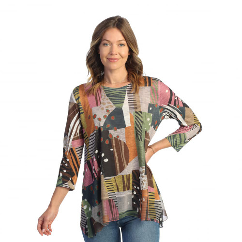 Jess & Jane Women's Sonata Tunic Top with Chiffon Hem - Large, Doodles