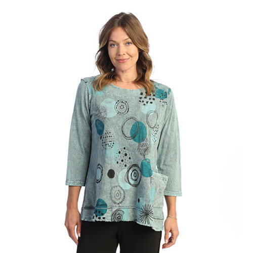 Jess & Jane Mineral Washed Tunic Top - M94 (Medium, Magic Dots Teal)
