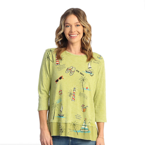 Jess & Jane Women's Playtime Mineral Washed Cotton Georgette Contrast Tunic Top