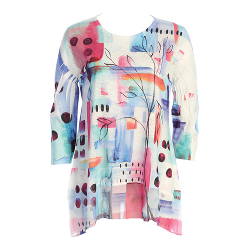 Jess & Jane Women's Sonata Tunic Top with Chiffon Hem - Large, Poetry