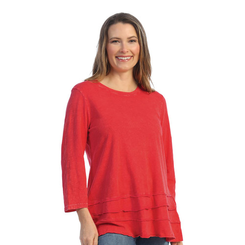 Jess & Jane Floral Print Layered Tunic Top - Small, Scarlet