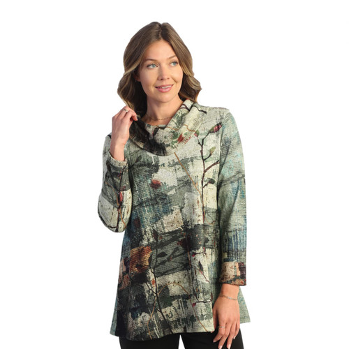 Jess & Jane Abstract Print Brushed Knit Tunic FB4 (1X, Jasmine)