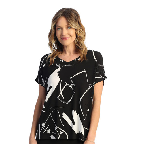 Jess & Jane Soft Drape Knit Short Sleeve Top - Y16 (X-Large, Imagine)