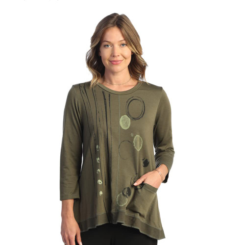 Jess & Jane Print High-Low Tunic BT1 (Large, Lollipop Olive)