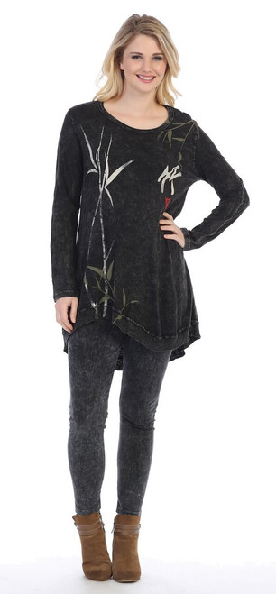 Jess & Jane Mineral Washed Cotton Tunic M18 (Medium, Black)