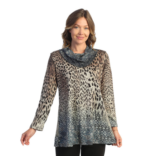 Jess & Jane Abstract Print Brushed Knit Tunic FB4 (1X, Cleo)