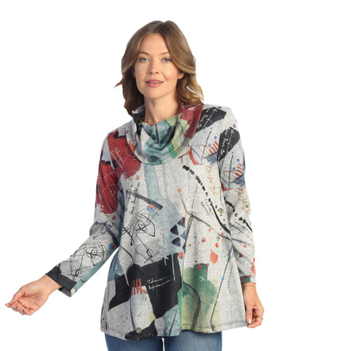 Jess & Jane Abstract Print Brushed Knit Tunic FB4 (Medium, Briana)