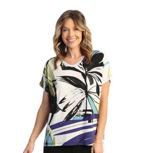 Jess & Jane Soft Drape Knit Short Sleeve Top Y16 (X-Large, Modelia)