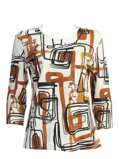 Jess & Jane Women's Via Roma Cotton Tee Shirt Top - Large, Multicolor