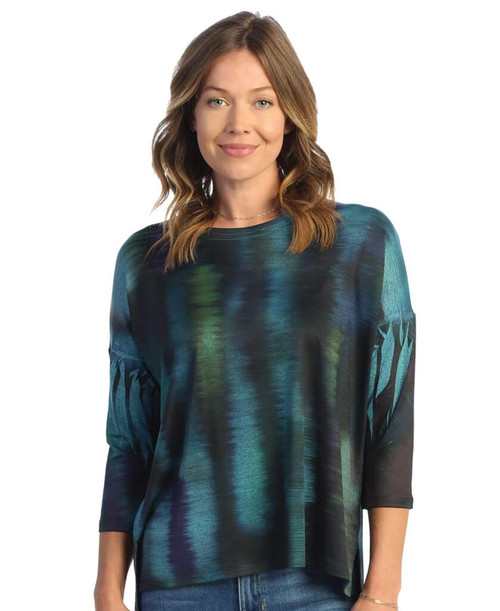 Jess & Jane Women's Reflections Slinky Knit Side Slit Tunic Top - 3X, Multi-color