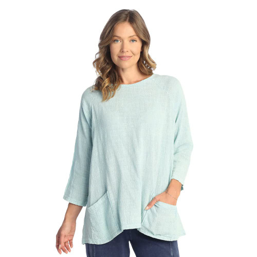 Jess & Jane Mineral Washed Gauze Tunic w/Pockets M103 (X-Large, Mint)