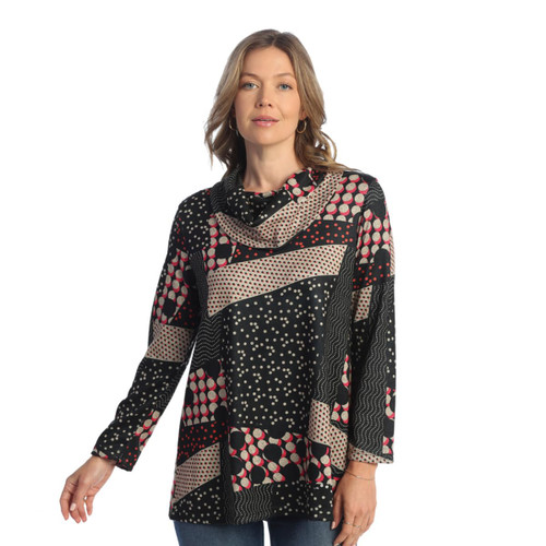 Jess & Jane Abstract Print Brushed Knit Tunic FB4 (2X, Dot Dot)