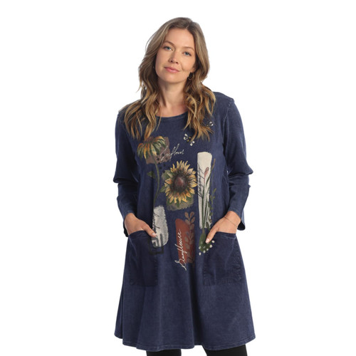 Jess & Jane Mineral Washed Dress w/Patch Pockets M86 (3X, Collage Denim)