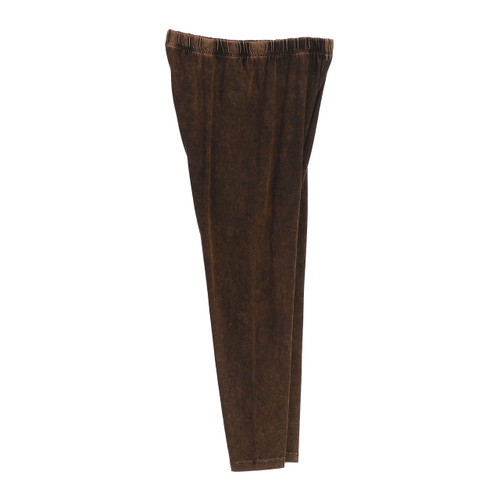 Jess & Jane Women's Mineral Washed Cotton Legging Capri  X-Large, Chocolate