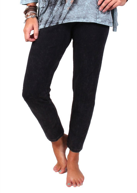 Jess & Jane Pant - Pull On Stretch Leggings, X-Large, Black Mineral Washed