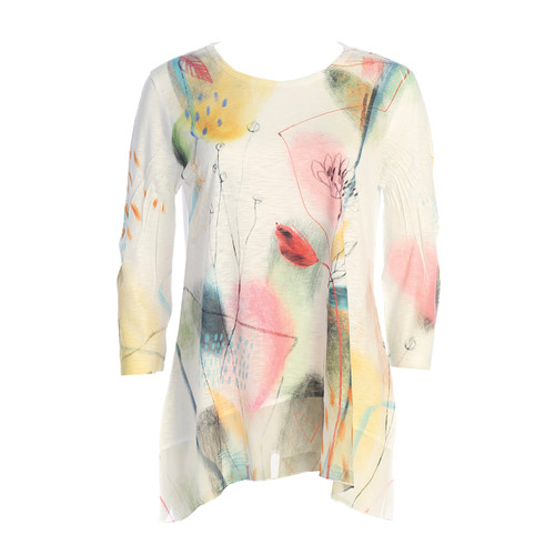 Jess & Jane Women's Sonata Tunic Top with Chiffon Hem - 1X, Hana