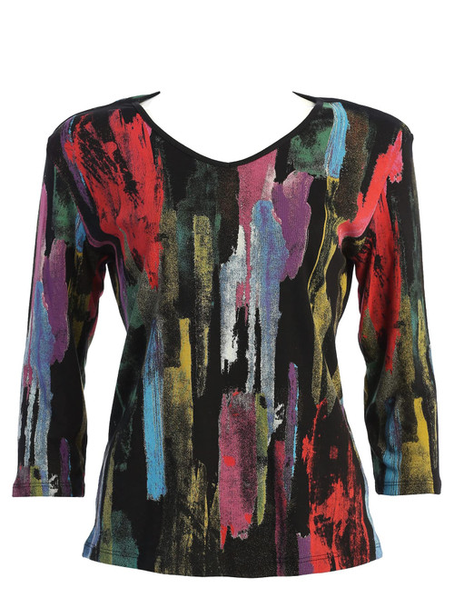 Jess & Jane Women's Cascade Cotton Tee Shirt Top - 3X, Black