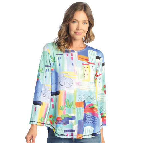 Jess & Jane Women's Sublimation Top PS3 (1X, Santorini)