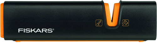 Fiskars XSharp Axe and Knife Sharpener, Ceramic sharpening stone/Fiberglass reinforced plastic case, Black/Orange, 1000601