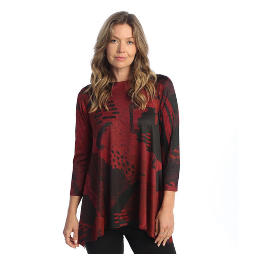 Jess & Jane Slinky-Like Knit Tunic - Large, Montecito Red