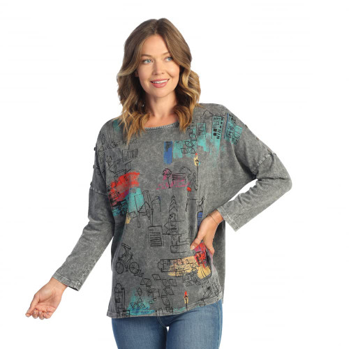 Jess & Jane Mineral Washed Top M98 (X-Large, Manhattan Charcoal)