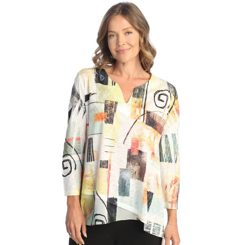 Jess & Jane High-Low Tunic with Chiffon Border X-Large, Malaga