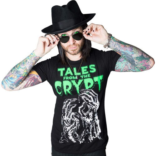Men's Kreepsville Tales from The Crypt Glow Hands T-Shirt Black - X-Large, Black