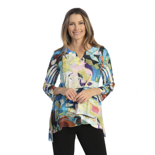 Jess & Jane High-Low Tunic with Chiffon Border (1X, Masterpiece)