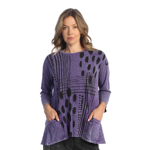Jess & Jane Women's Coloring Mineral Washed Patch Pocket Cotton Tunic (Large, Mix Match Purple)
