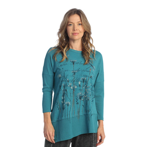 Jess & Jane Women's Mineral Washed Cotton Dolman Sleeve Cotton Tunic - X-Large, Campo Jet Teal
