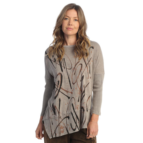 Jess & Jane Women's Mineral Washed Cotton Dolman Sleeve Cotton Tunic - X-Large, Creativo Slate