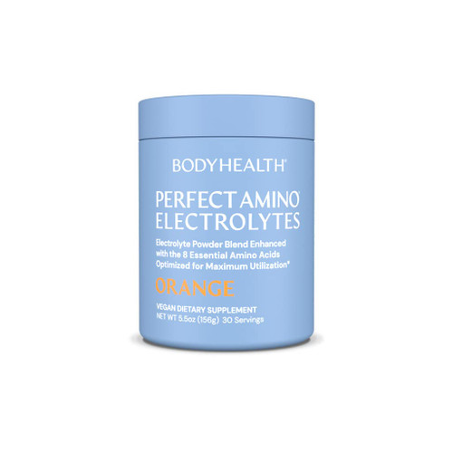 BodyHealth PerfectAmino Electrolytes Powder, Hydration Powder, Sugar Free Keto Electrolyte Drink Mix, Non GMO, Orange Flavor - 30 Servings