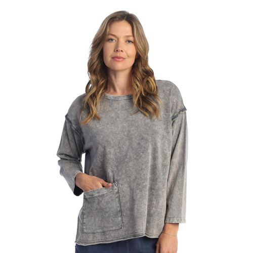 Jess & Jane Mineral Washed Drop Shoulder Top - Medium, Midnight