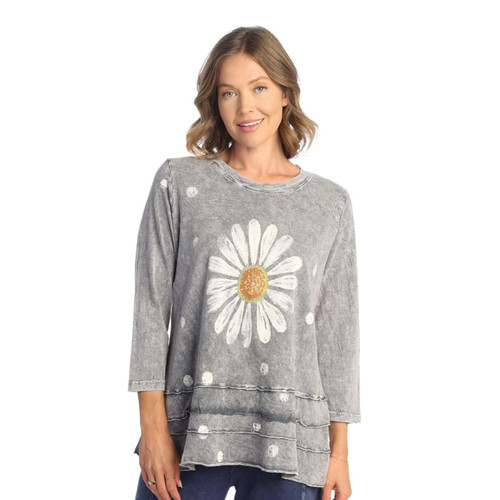 Jess & Jane Floral Print Layered Tunic Top - 3X, Happy Days Midnight