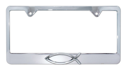Christian Fish Chrome Metal License Plate Frame (Chrome/Fish)