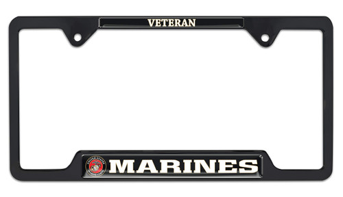 Marines Veteran Open Black License Plate Frame - VET Open Black