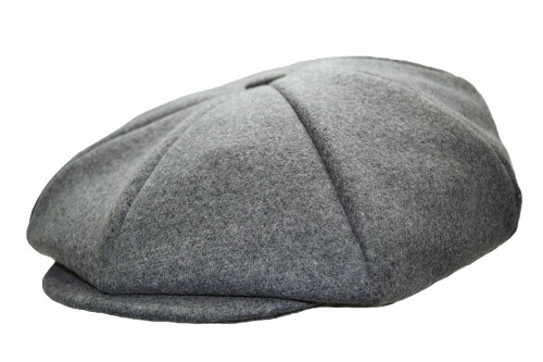 Emstate Mens Melton Wool 8 Panel Applejack Newsboy Baker Boy Cap Made in USA | 7-7 5/8, Heather Grey