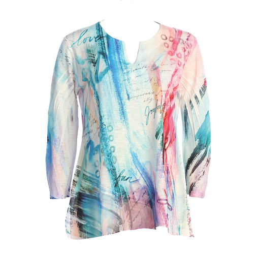 Jess & Jane High-Low Tunic with Chiffon Border | 2X, Joyful