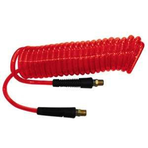 Interstate Pneumatics HR34-010 1/4 Inch 10 ft long w/1/4 Inch NPT Swivel Fittings, Recoil Red Polyurethane Hose