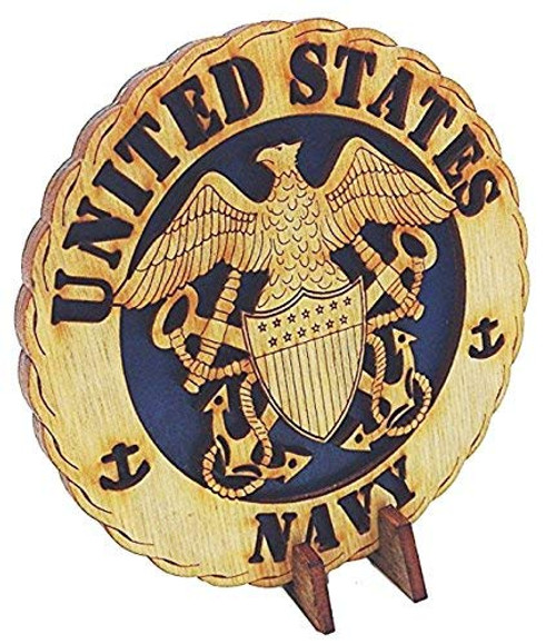 CLA Navy Armed Forces Military Decorative Laser Wooden Desk Plaque 4"