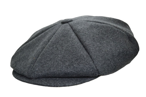 Emstate Mens Melton Wool 8 Panel Applejack Newsboy Baker Boy Cap Made in USA, One Size, Charcoal