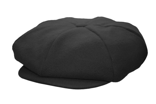 Emstate Mens Melton Wool 8 Panel Applejack Newsboy Baker Boy Cap Made in USA, 7-7 5/8, Black