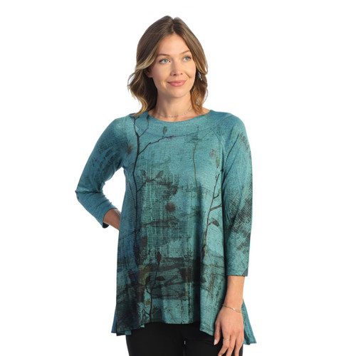  Jess & Jane Slinky-Like Knit Round-Neck Raglan Sleeve Tunic Jasmine Teal