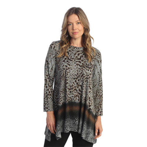 Jess & Jane Slinky-Like Knit Round-Neck Tunic Safari Heather Gray 