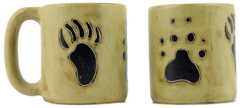One (1) MARA STONEWARE COLLECTION - 16 Oz Coffee Cup Collectible Mug | Bear & Wolf Paws Design