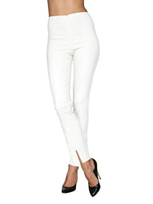 Mesmerize Pants with Front Ankle Slits and Front Zipper - 10, White