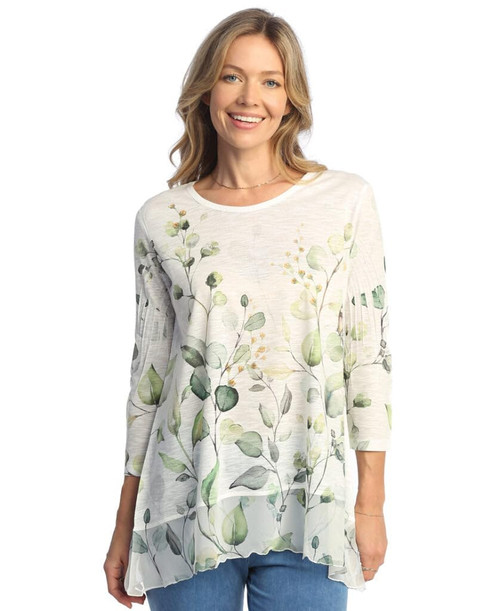 Jess & Jane Women's Sonata Tunic Top with Chiffon Hem - Small, Rosemar