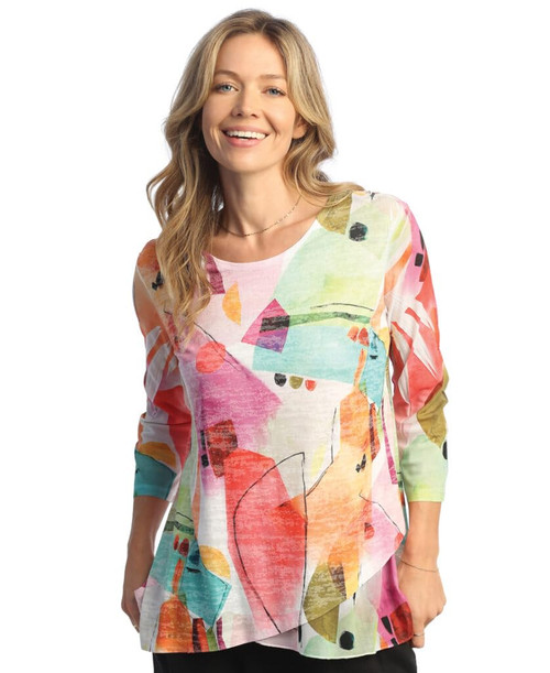 Jess & Jane Burnout Tunic with Mesh Contrast | 2X, Livia